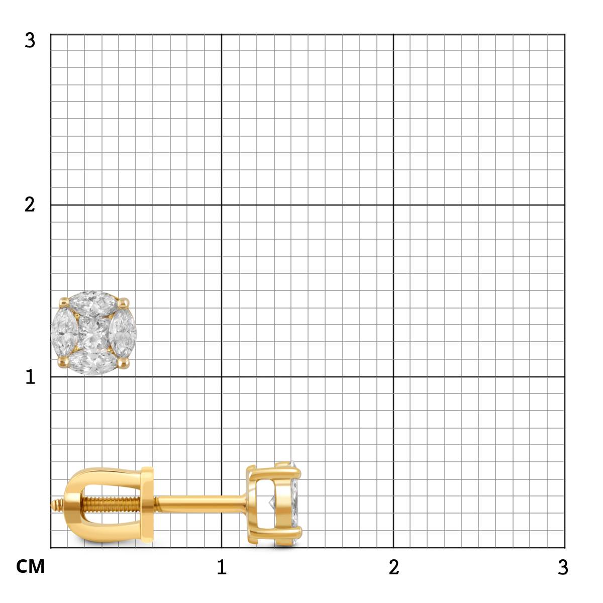 Серьги пусеты из жёлтого золота с бриллиантами (048463)