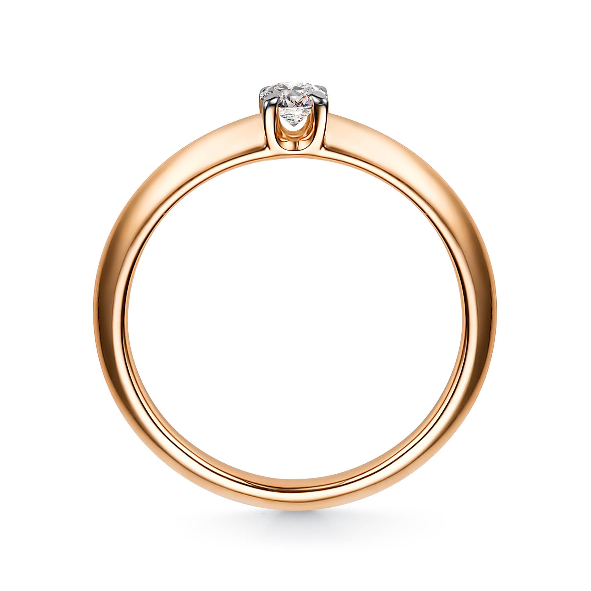 Помолвочное кольцо из красного золота с бриллиантом (048328)