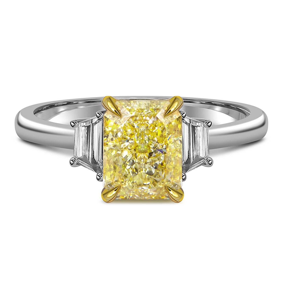 Помолвочное кольцо из белого золота с жёлтым бриллиантом (059707)