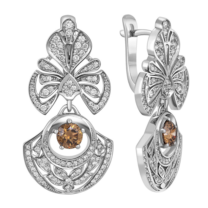 Серьги из белого золота с бриллиантами (049305)