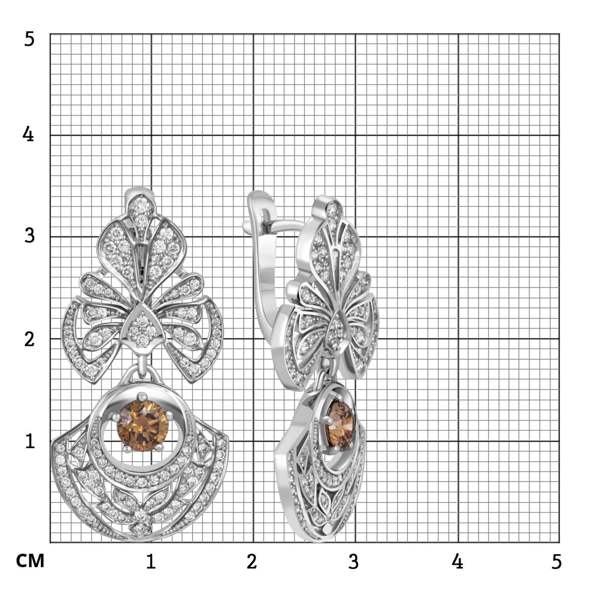 Серьги из белого золота с бриллиантами (049305)