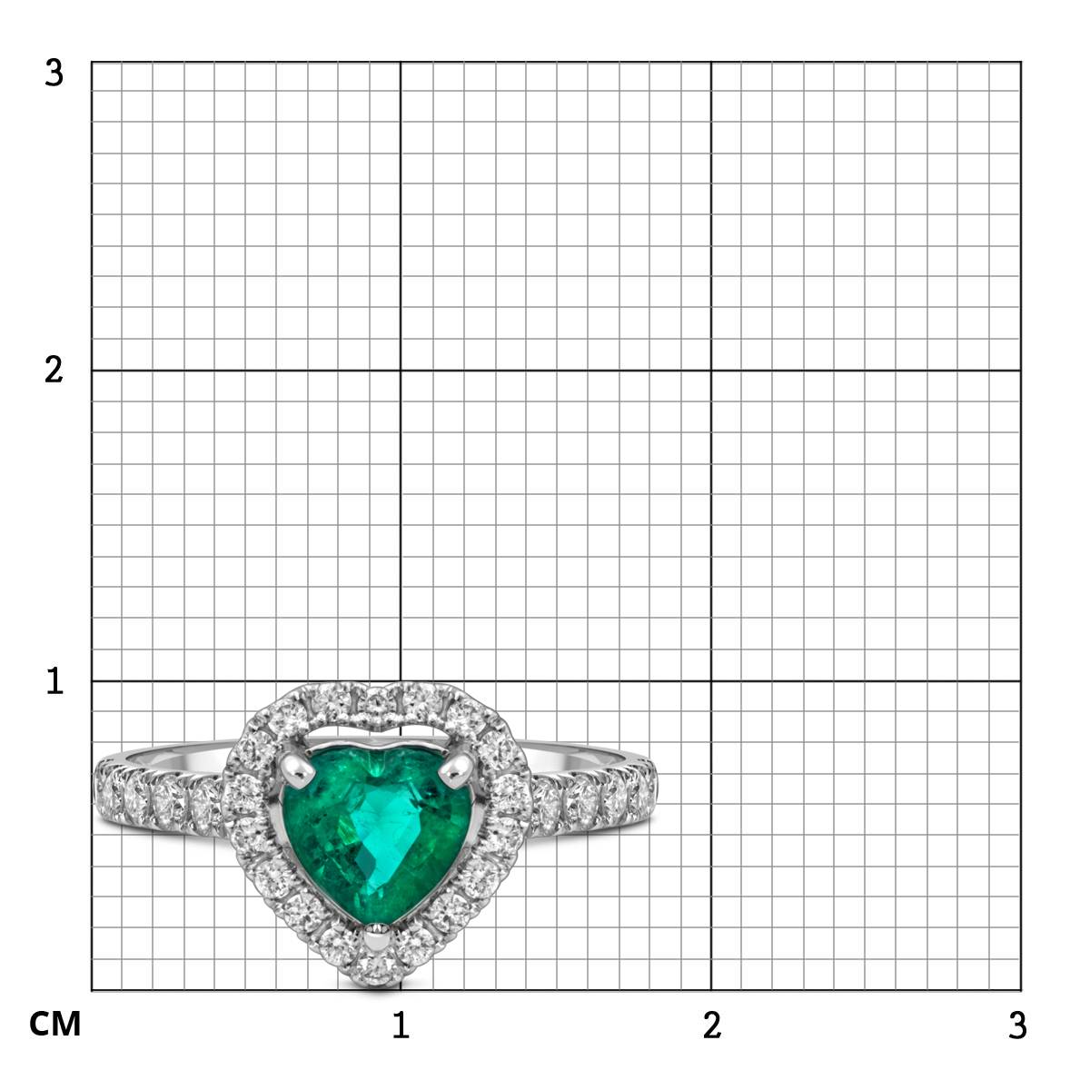 Помолвочное кольцо из белого золота с бриллиантами и изумрудом 
