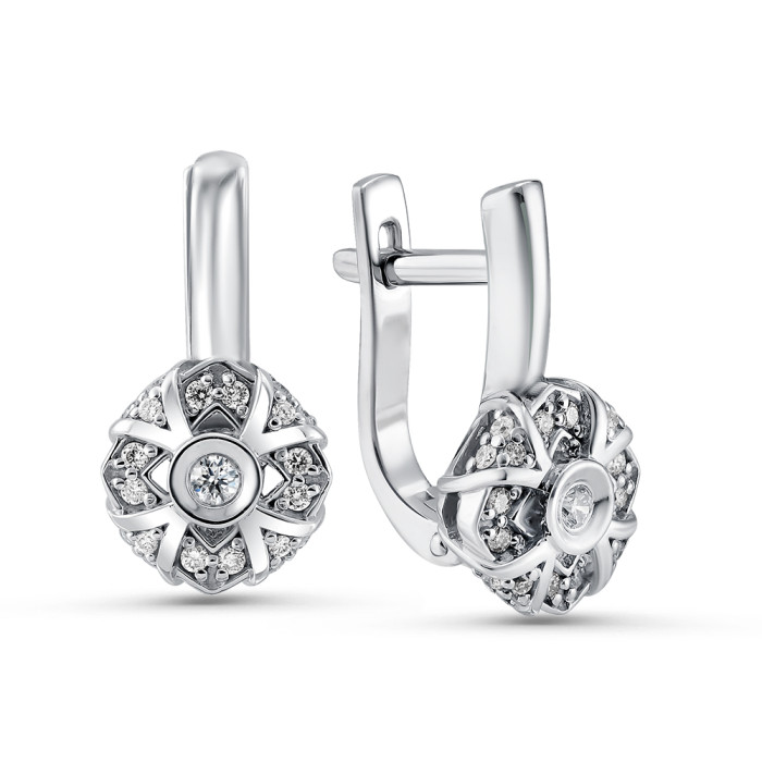 Серьги из белого золота с бриллиантами (055803)