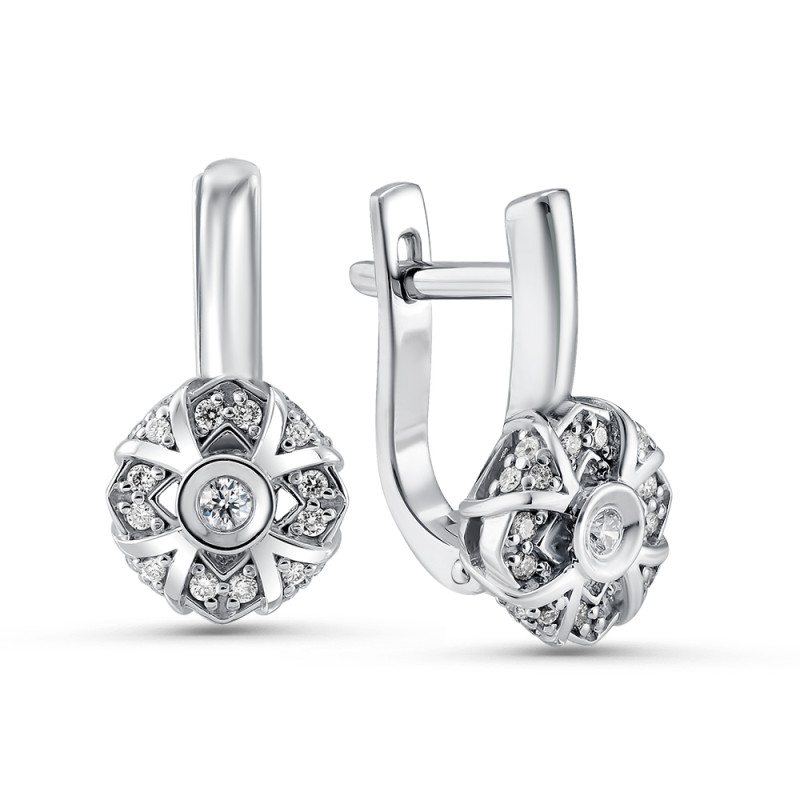 Серьги из белого золота с бриллиантами (055803)