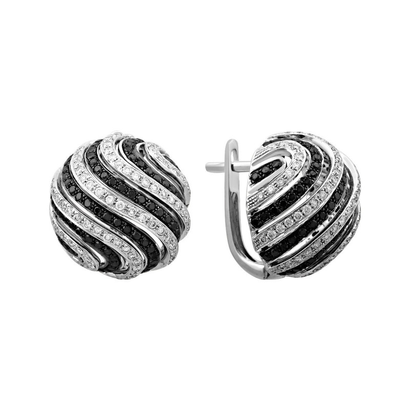 Серьги из белого золота с бриллиантами (017408)