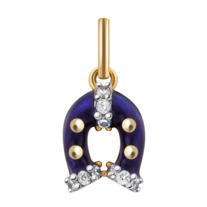 Кулон из жёлтого золота с цирконами и эмалью (036129)