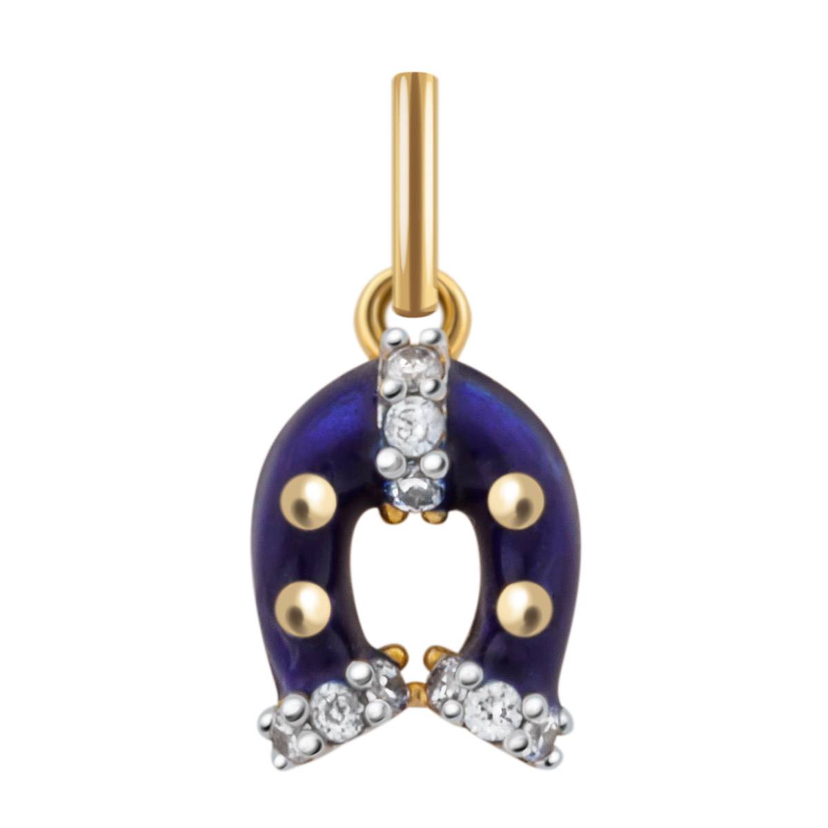 Кулон из жёлтого золота с цирконами и эмалью (036129)