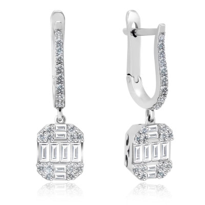 Серьги из белого золота с бриллиантами (050689)