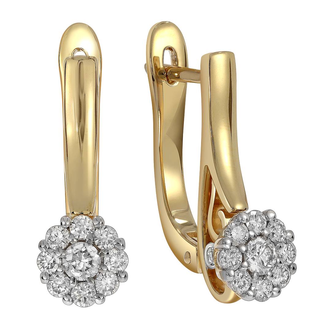 Серьги из комбинированного золота с бриллиантами (039654)