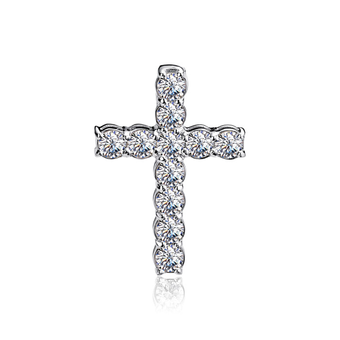 Кулон крест из белого золота с бриллиантами (053100)