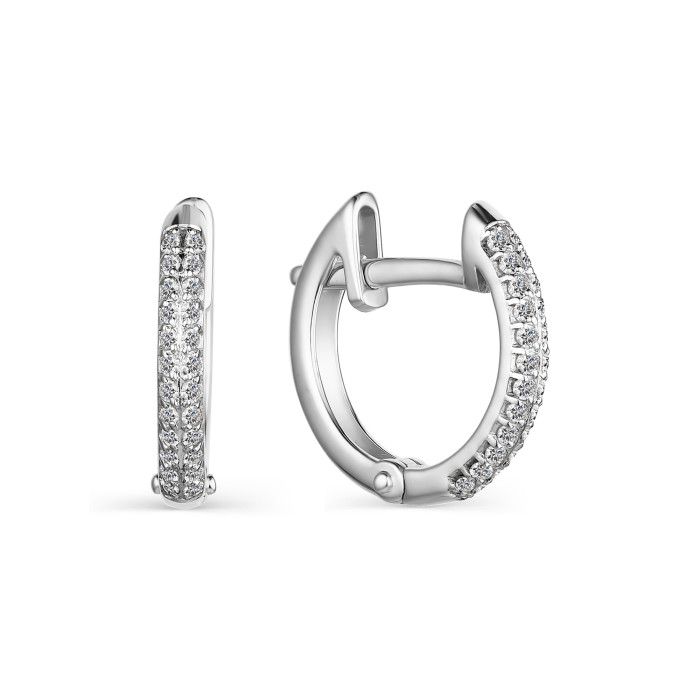 Серьги конго из белого золота с бриллиантами (050306)