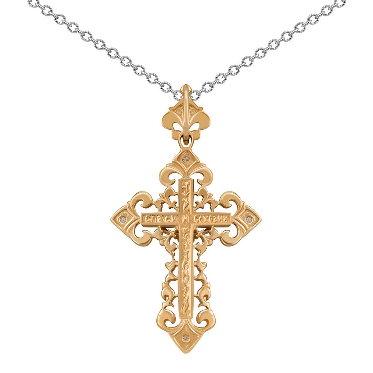 Кулон крест из комбинированного золота с бриллиантами (038170)