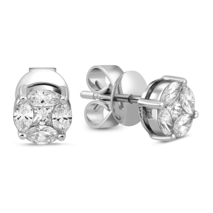 Серьги пусеты из белого золота с бриллиантами (041151)