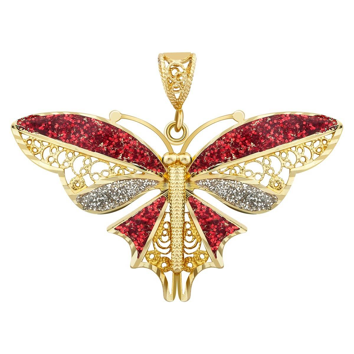 Кулон из жёлтого золота с  эмалью (020116)