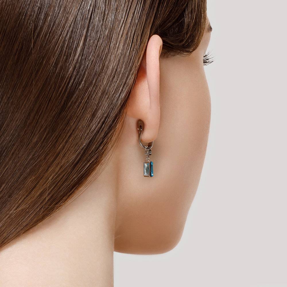 Серьги из белого золота с топазами и фианитами (048989)