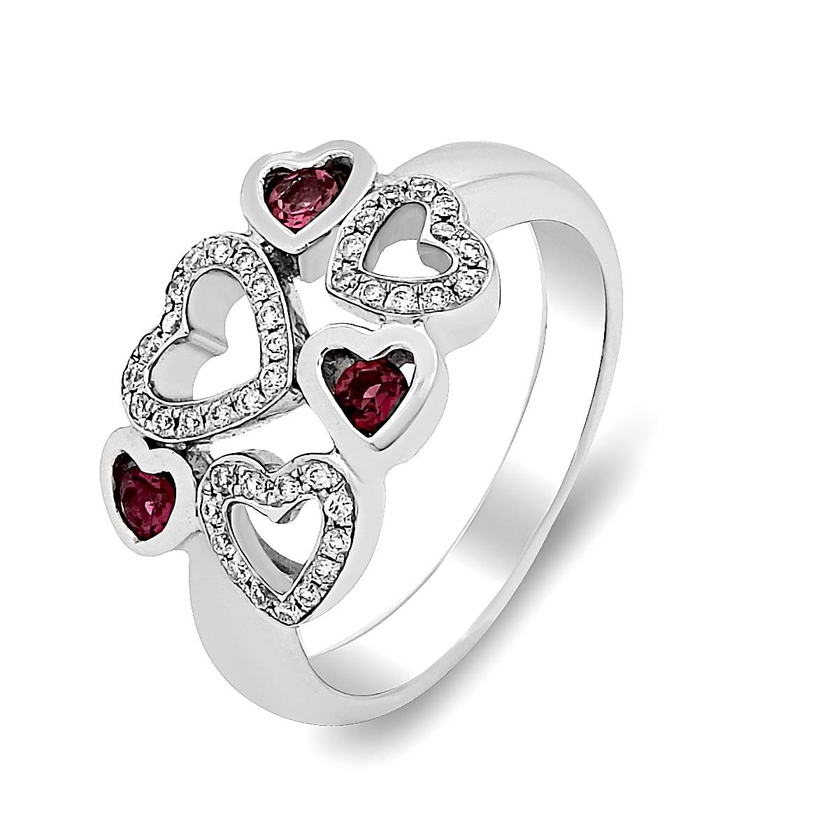 Кольцо из белого золота с бриллиантами и турмалинами (015426)