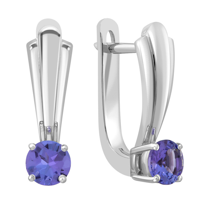 Серьги из белого золота с танзанитами (043160)