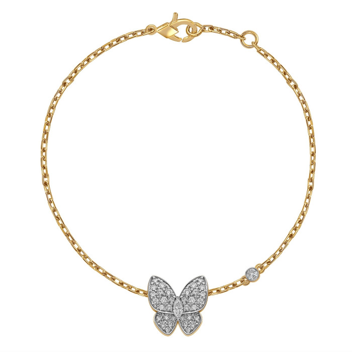 Браслет из жёлтого золота с бриллиантами "Бабочки" (059691)