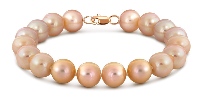 Браслет с жемчугом и замком из красного золота (042389)