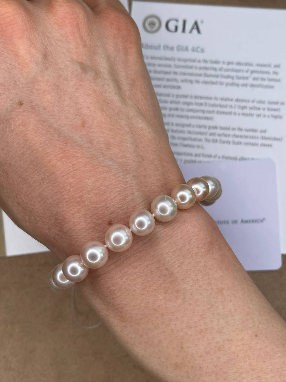 Браслет с жемчугом и замком из красного золота (042389)