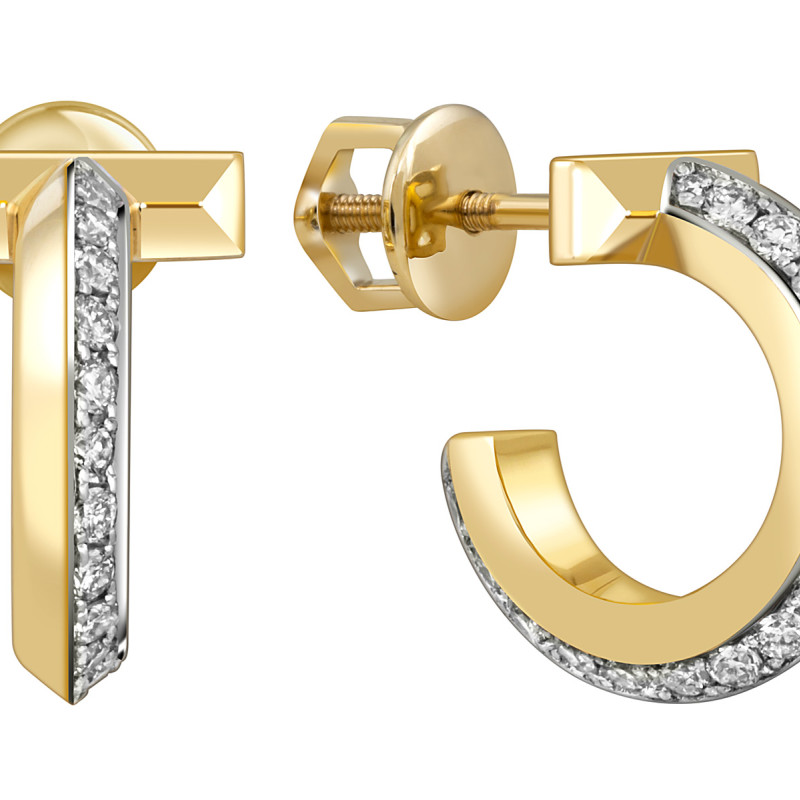 Серьги из жёлтого золота с бриллиантами (055158)