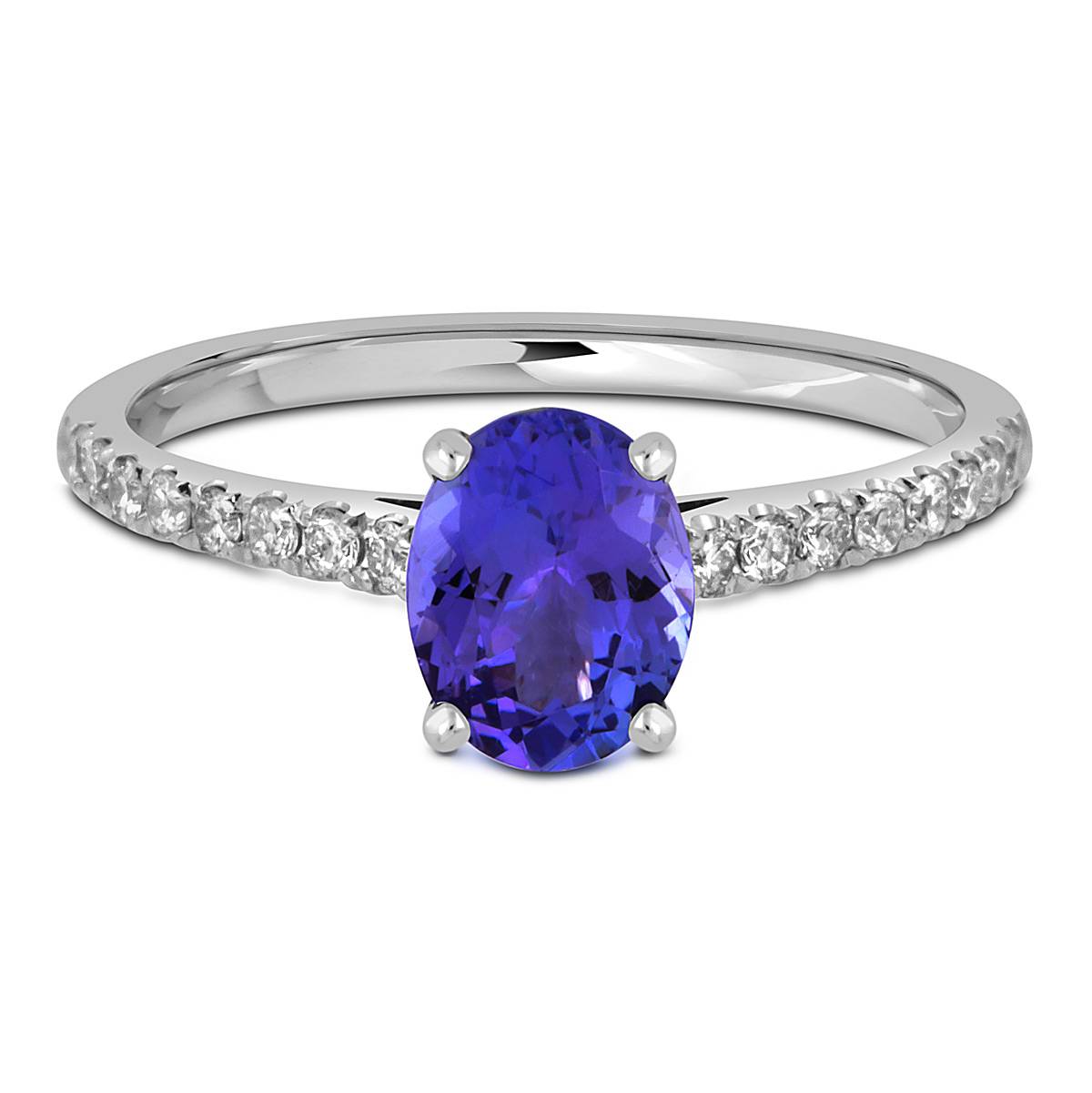 Кольцо из белого золота с бриллиантами и танзанитом (047538)