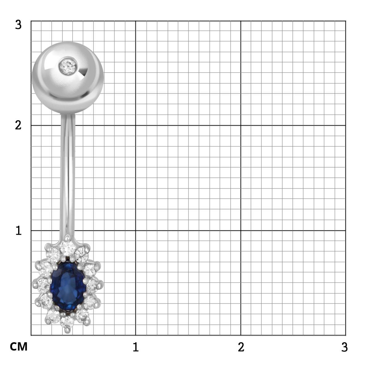 Пирсинг из белого золота с бриллиантами и сапфиром (059850)