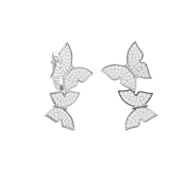 Серьги из белого золота с фианитами &quot;Бабочки&quot; (056082)