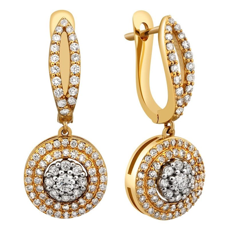 Серьги из жёлтого золота с бриллиантами (023247)