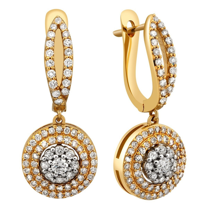 Серьги из жёлтого золота с бриллиантами (023247)