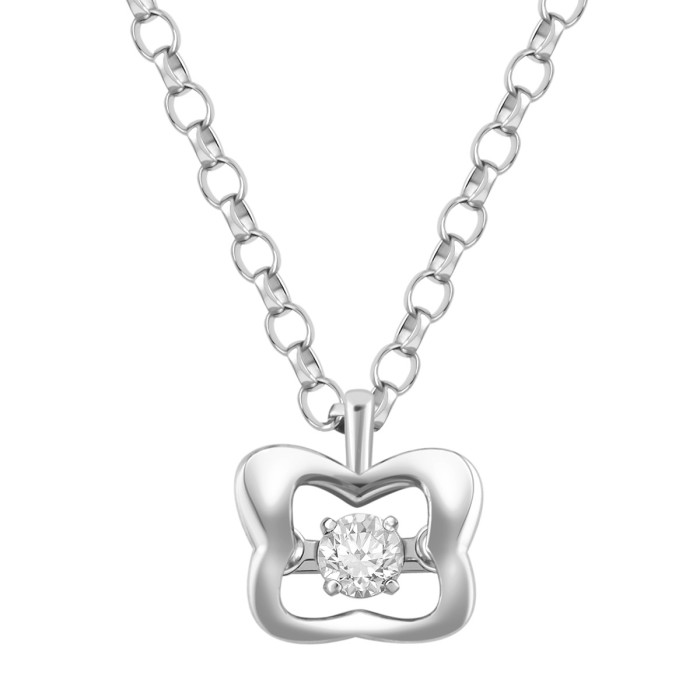 Колье из белого золота с "плавающим" бриллиантом (041273)