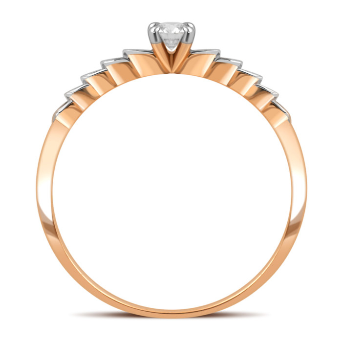 Помолвочное кольцо из красного золота с бриллиантами (039848)