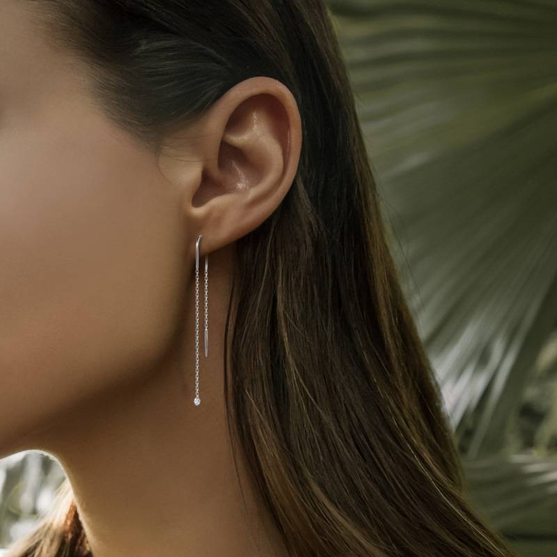 Серьги протяжки из белого золота с бриллиантами (047669)