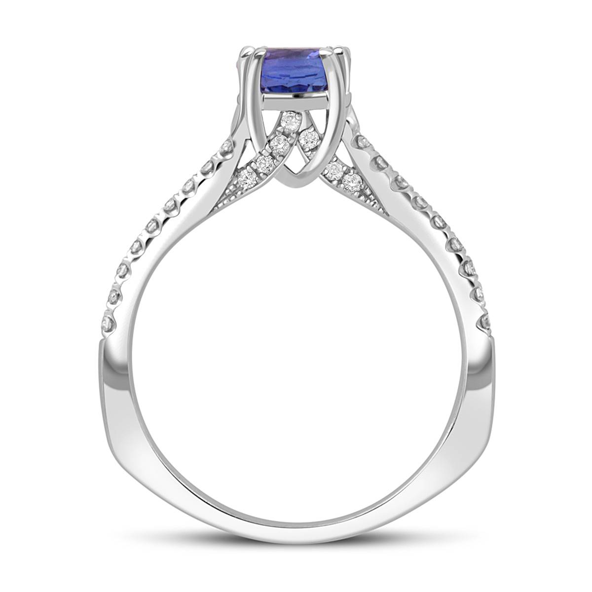 Помолвочное кольцо из белого золота с бриллиантами и танзанитом (044232)