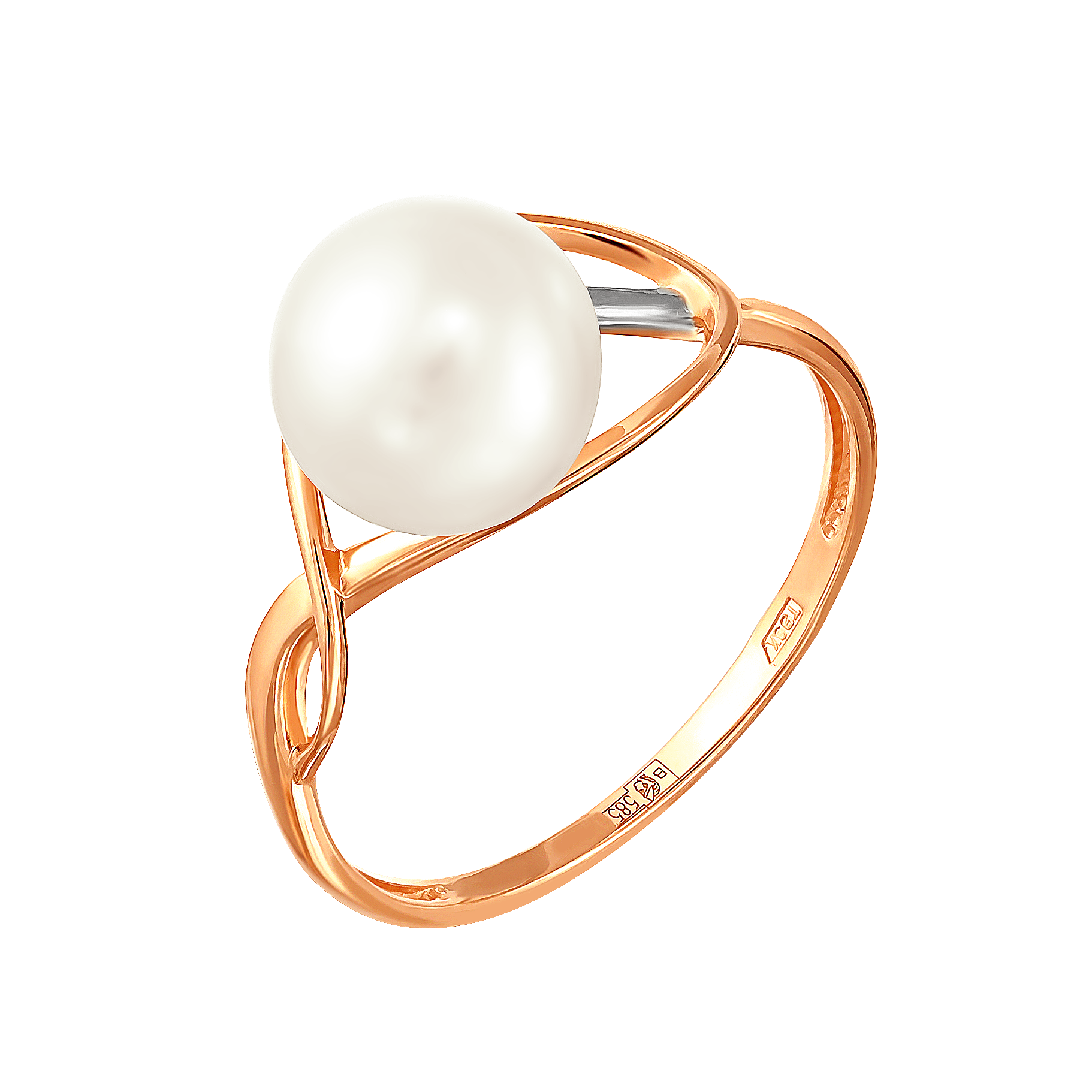 Кольцо из красного золота с жемчугом (041462)
