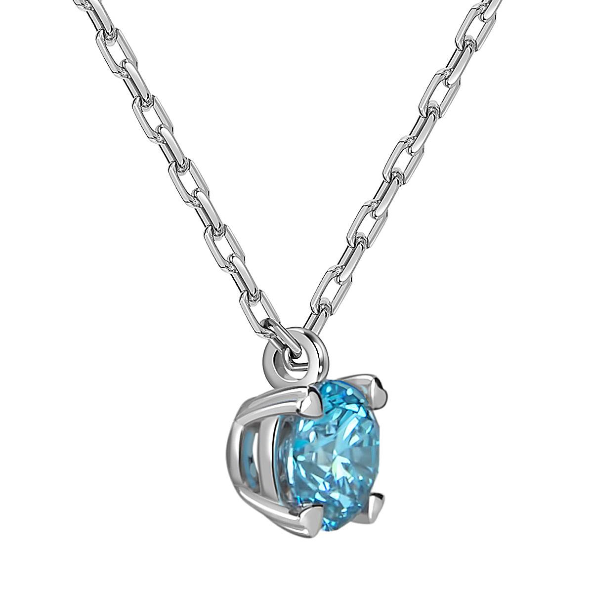 Колье из белого золота с голубым бриллиантом (060040)