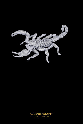 Эксклюзивная брошь &quot;Скорпион&quot; из белого золота 750 пробы с бриллиантами (053131)