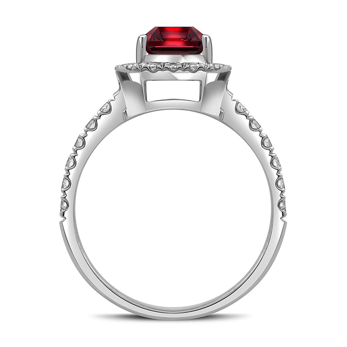 Кольцо из белого золота с бриллиантами и гранатом (052735)