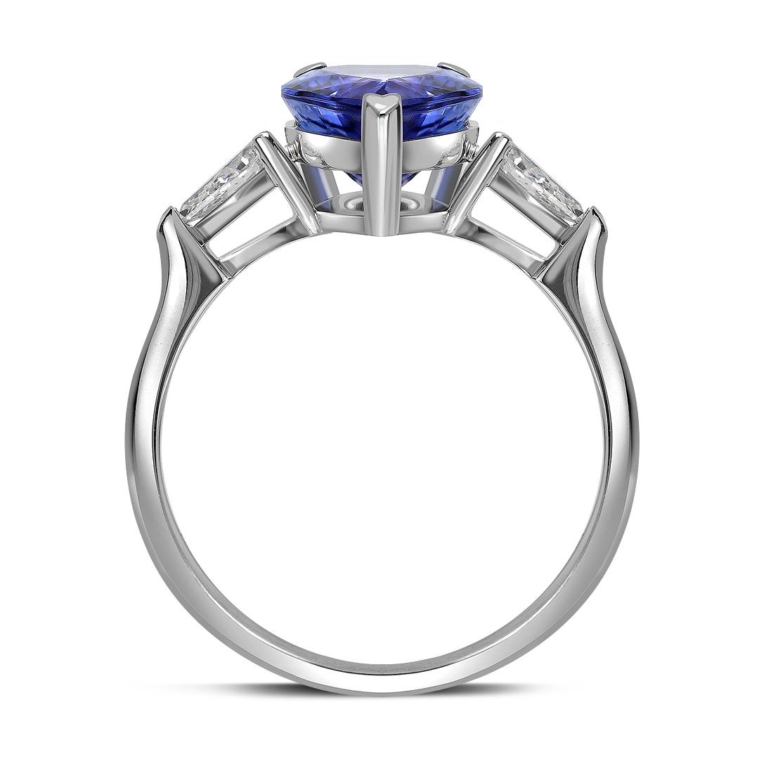 Кольцо из белого золота с бриллиантами и танзанитом (058555)