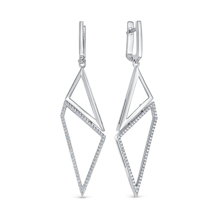 Серьги из белого золота с бриллиантами (049640)