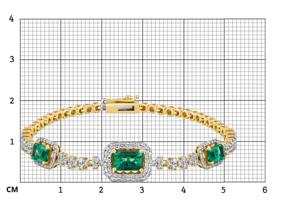 Браслет из жёлтого золота с бриллиантами и изумрудами (051823)