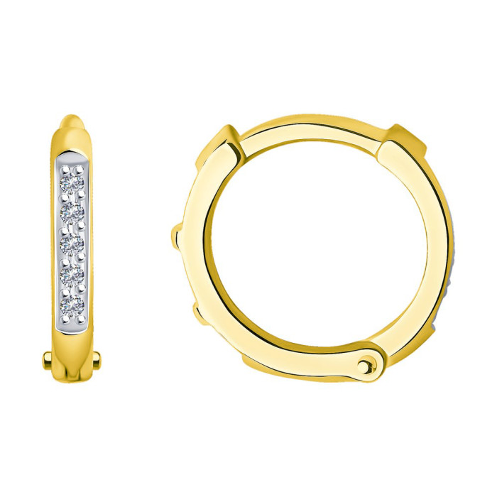 Серьги конго из жёлтого золота с бриллиантами (048644)