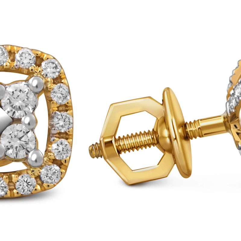 Серьги пусеты из жёлтого золота с бриллиантами (052671)