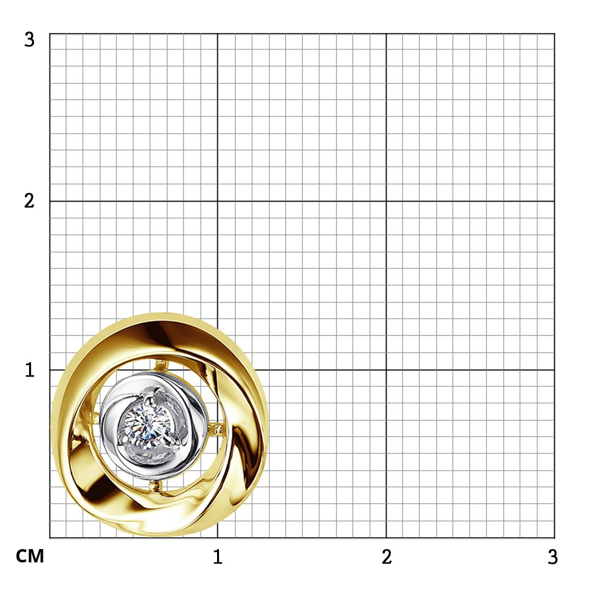 Кулон из жёлтого золота с бриллиантом  (057653)