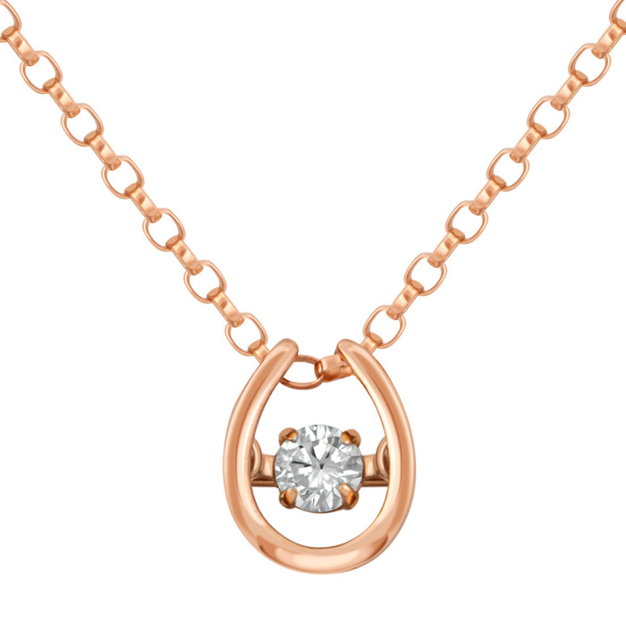 Колье из красного золота с "плавающим" бриллиантом (041298)