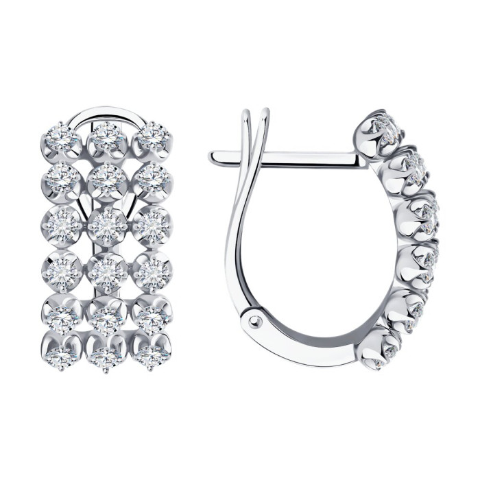 Серьги из белого золота с бриллиантами (052774)