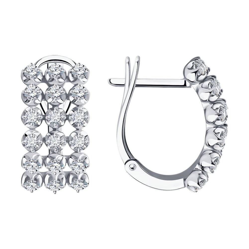 Серьги из белого золота с бриллиантами (052774)