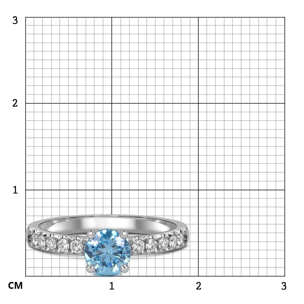 Помолвочное  кольцо из белого золота с голубым бриллиантом (060039)