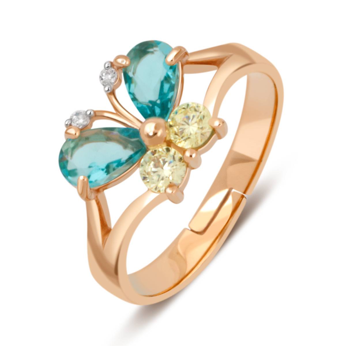 Детское кольцо из красного золота с цветными фианитами 