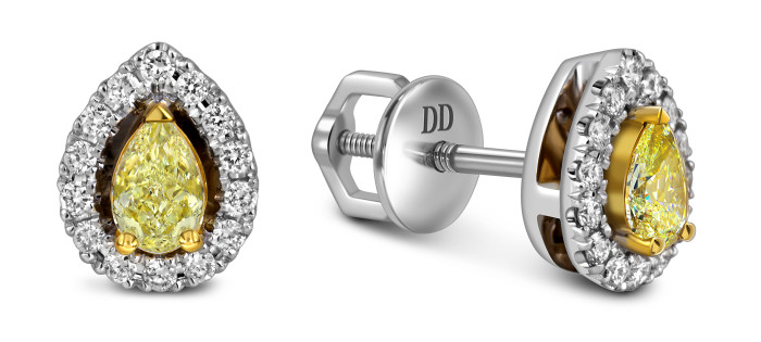 Серьги пусеты из белого золота с бриллиантами (062900)